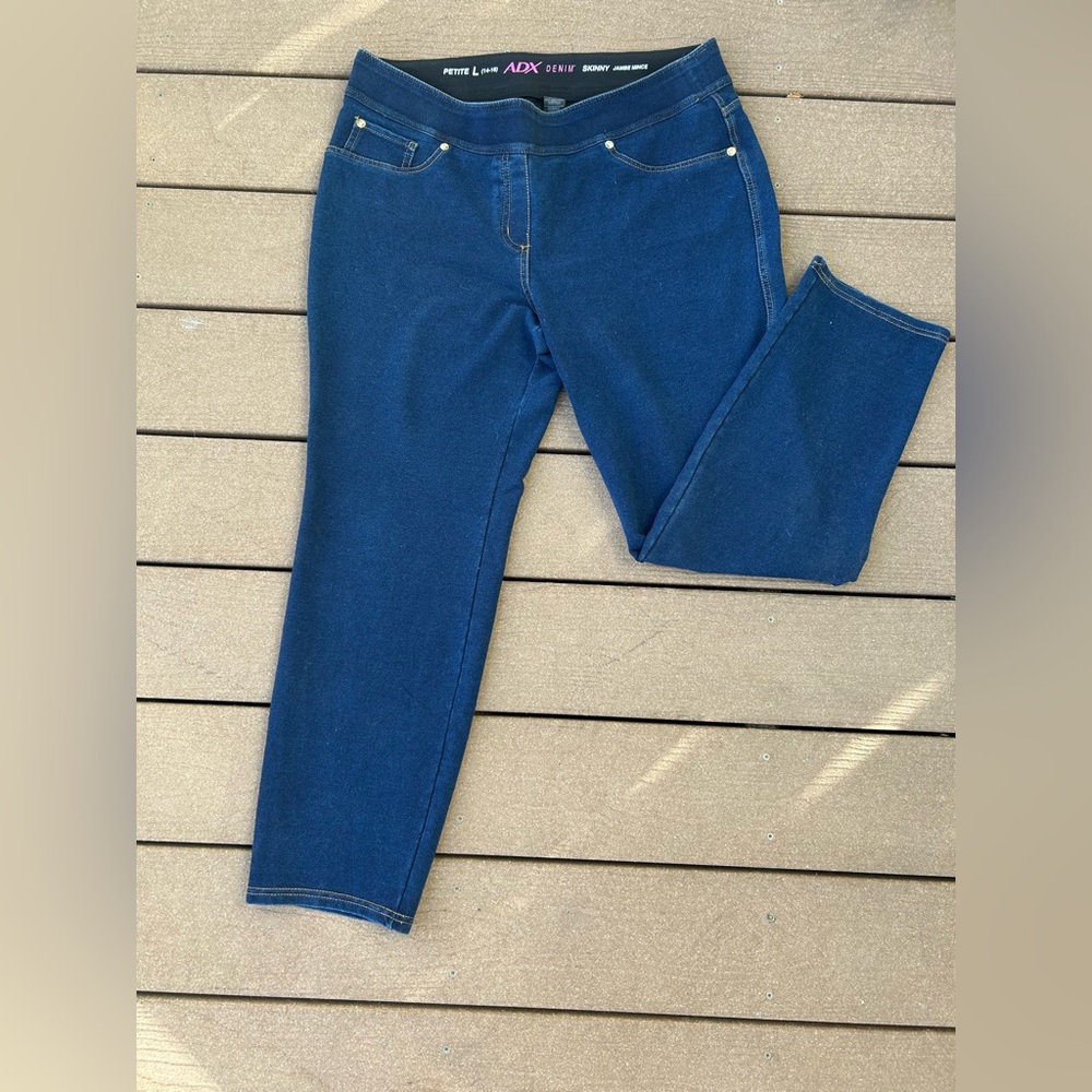 93. ADX Women's Denim Stretch Jeans Mid Rise Pull On Straight Leg